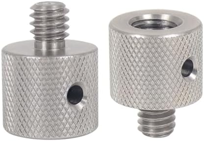 2Pcs 1/4-20 in to M8 / M10 Screw Male to Female Tripod Adapter D15*20mm Stainless Steel Camera Screw Adapter with Reinforced Side Hole 1/4 to M8-1.25 * 7