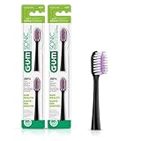 GUM Sonic Powered Toothbrush Refills, Tapered Bristles Clean Below The Gumline, Black 2ct. (Pack of 2)