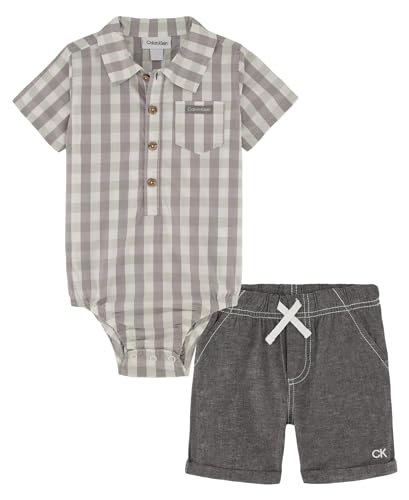 Image of Calvin Klein Baby Boys Calvin Klein 2 Piece Woven Short Set