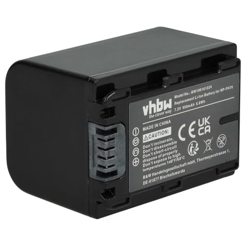 vhbw Batería Compatible con Sony HDR-SR12, HDR-SR12E, HDR-SR37E, HDR-SR37 cámara de vídeo (950 mAh, 7,2 V, Li-Ion) con Chip