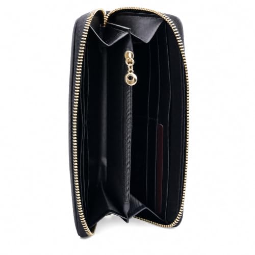 Image of ANDOILT Womens RFID Blocking Genuine Leather Zip Around Wallets Large Cell Phone Holder Clutch Travel Purse Wristlet (Black)