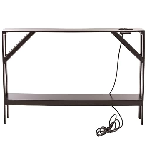 The Lakeside Collection Narrow Console Table with Built in Outlet 33" H - Black