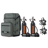 SMACO Mini Scuba Tank 1L Double for Shallow Water Diving Tank Double Diving Kit Support Underwater Breath Small Scuba Diving Tank Kit with Sub-Backpack for Underwater Entertainment/Diving Work