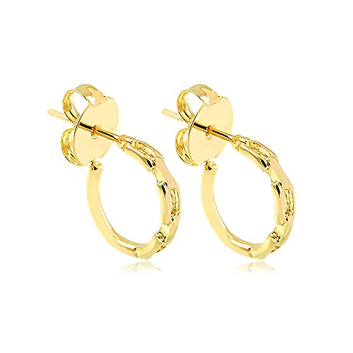 Brinco de argolinha pequeno com design de corrente folheado em ouro 18k