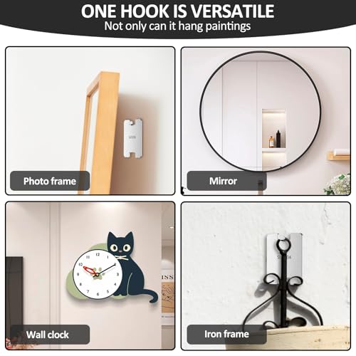 Image of 16 Pcs Adhesive Metal Picture Frame Hangers, Stainless Steel Picture Frame Hooks Easy to Use Adhesive Backed Hooks Hold Up to 6lbs Reusable Suitable for Smooth Walls, No Tools Frame Hanger