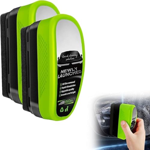 2PCS Clear Vision Car Glass Cleaner, Car Window Cleaner, Automotive Oil Film Cleaning Brush, Glass Oil Film Remover, Cars Windscreen Cleaners for Glass Board Windshield Remove Stain