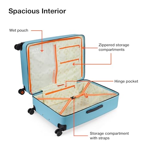 Image of Nasher Miles Zanzibar TSA Lock Hard-Sided Polycarbonate 8 Wheels Double Spinner Check-in Luggage Yellow Blue 28 inch |75cm Trolley Bag| Suitcase,Large