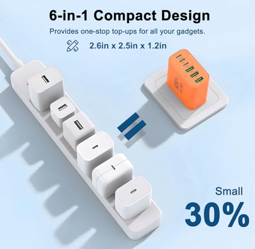 Image of 90W GaN USB C Charger Block [3 Pack],6-Port USB C Wall Charger Fast Charging 45W PD Power Adapter for MacBook Air /iPad Pro /iPhone 17Pro Max /Samsung Galaxy S24 Ultra /Tabs for Home Travel