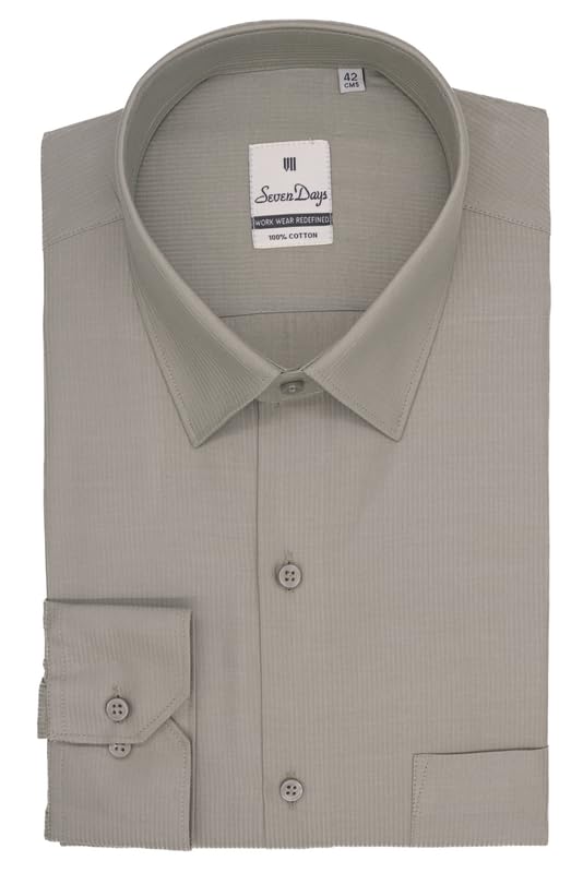 Image of 7-DAYS Men's Premium Formal Shirt - 100% Pure Cotton, Regular Fit, Plain, Full Sleeves, with Pocket - Perfect for Office Wear & Under Suits