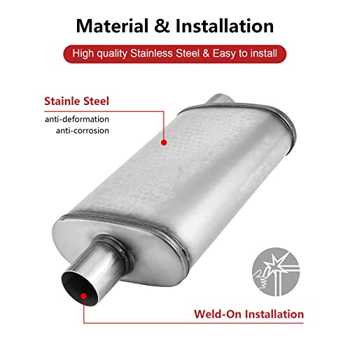 Image of 2in Muffler Deep Performance Tone 2'' Pipe Muffler Resonator with Universal Stainless Steel muffler for Cars, Trucks(2''Inlet /Outlet)
