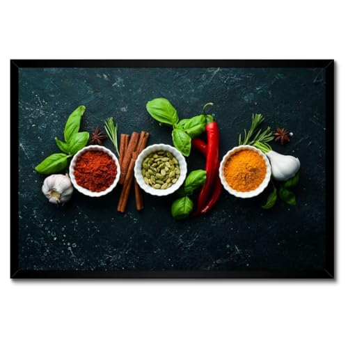 Poster épices de cuisine saine cadre blanc 60 x 40 cm décoration murale haut de gamme