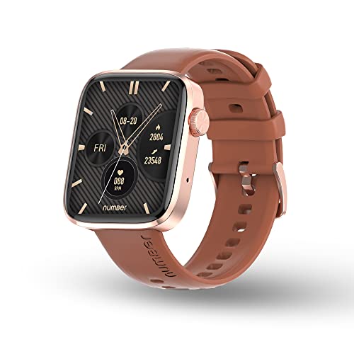 Image of NUMBER Dialfit Pro Max Bluetooth Calling Smart Watch, 1.91 inch Large Edge-to-Edge Display, Always On, 600 Nits Brightness,Heart Rate, Blood Pressure, SPO2, IP68, 7 Days Battery, Metallic Body (Brown)