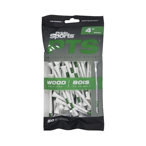PrideSports PTS Wood Golf Tees | 50 Count 4 Inch | #1 Wood Tee on Tour | Our Tallest Tee Option