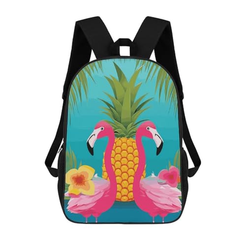 Sac à dos durable pour ordinateur portable 43,2 cm avec motif ananas flamant rose
