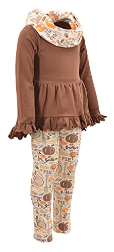 Image of Unique Baby Girls Kids Toddler 3pc Outfit Set Long Sleeve Cotton Blend Tunic Top Leggings and Scarf