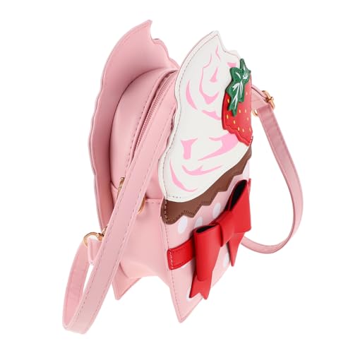Sac fraise bandoulière Healvian en simili cuir avec nœud élégant