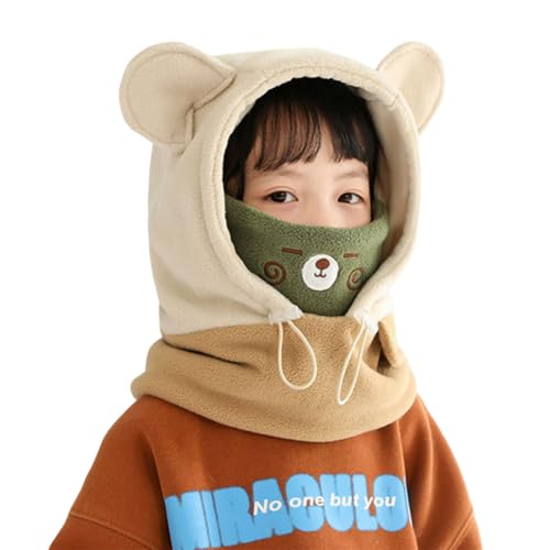 Balaclava Children's Cat Ears Hood, Winter Windproof Kids Face Mask, Cute Boys Girls One-Piece Plush Scarf Hat-A