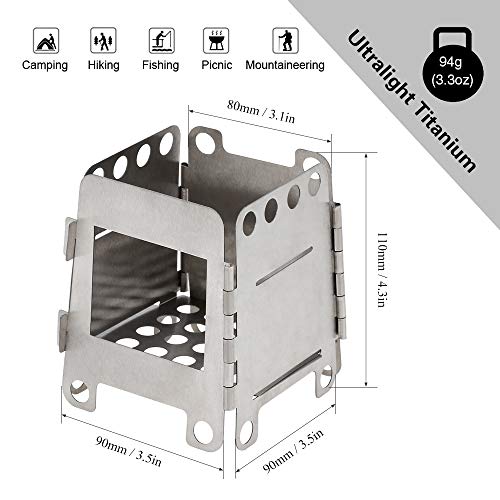 Fogão Externo, Romacci Fogão portátil de titânio leve dobrável a lenha Fogão de bolso Cozinha ao ar