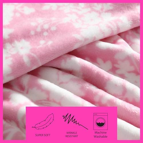 Image of Betsey Johnson - Blanket, Buttery-Soft Throw Blanket for Couch or Bed, Boldly Plush & Oversized Bedding (Cottage Floral Pink, 50 inch x 70 inch)