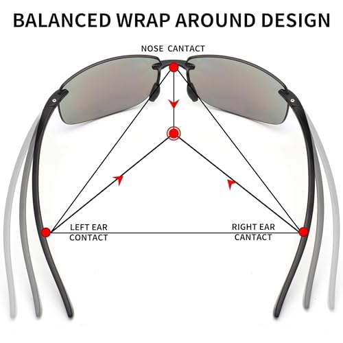 Image of JIM HALO Sport Sunglasses Men Womens TR90 Rimless for Driving Running Golf | Polarized /Non polarized,Lightweight,17g /0.6oz,Rectangle,Wrap Around,Cycling,Fishing,Outdoor Activities
