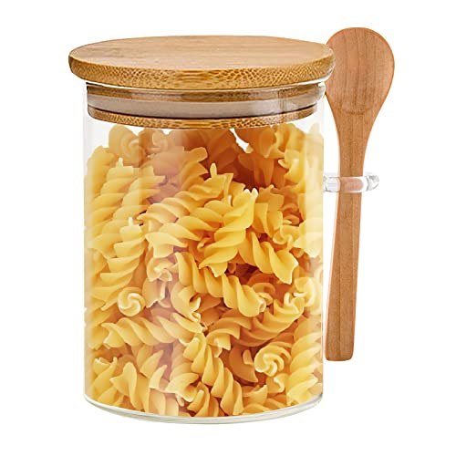 Nevfiro Glass Jars With Airtight Bamboo Lid And Spoon, Extra-Thick Glass Food Storage Jars Containers, 19Oz Decorative Overnight Oats Containers With Lids For Coffee/Tea/Sugar/Spice, Bath Salt Canisters 1 Pack… #TOP2