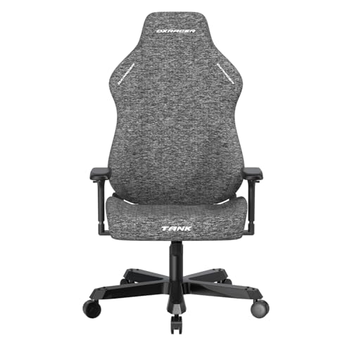 DXRacer XXL Gaming Stuhl, Tank-Serie, Stoff, Grau, bis 180kg, 63 cm Superbreite Sitzfläche, 80cm Verstärktes Aluminium-Drehkreuz