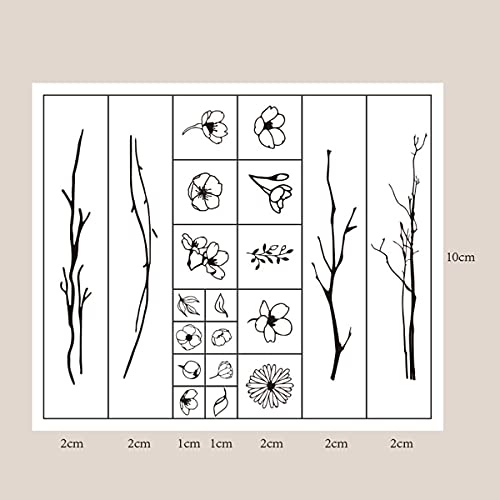 Huralona Wooden Rubber Stamps Set Vintage Decorative Mounted Rubber Stamp Plant Flower Animal Pattern DIY Wood Rubber Stamp for Journaling Craft Scrapbooking Diary (Branches & Leaves)