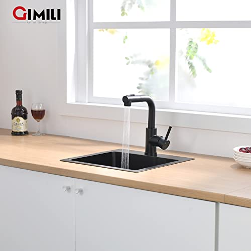 Gimili Modern Bar Sink Faucet For Kitchen Sink Single Handle With Pull Out Sprayer Hot And Cold Prep Sink Faucet Matte Black thumb #6
