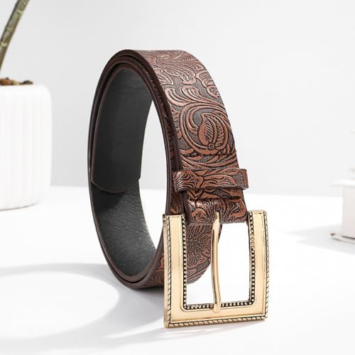 Western Pin Buckle Belt For Women Men Unisex Vintage Embossing Pattern Belt For Jeans Pants All Matching Waist Decors4