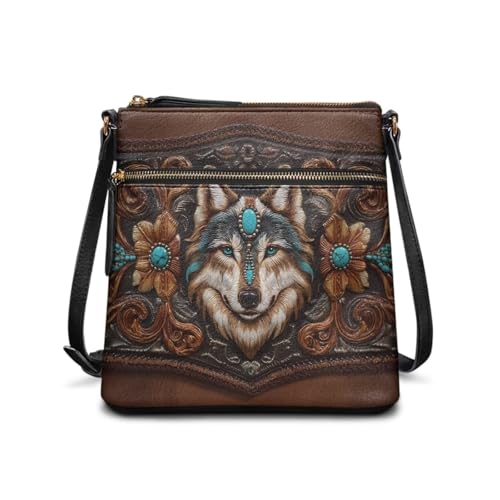 Image of Leather Women Crossbody Hobo Bag Satchel Purse Handbag with Adjustable Shoulder Strap and Zipper Pockets