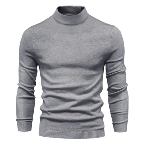 Soft Mid Neck Pullover Men Solid Color Warm Men's Sweater Pullover Knitted Sweater for Men3