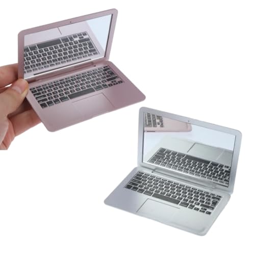 Espejo compacto portátil en forma de laptop x2 miniatura 1