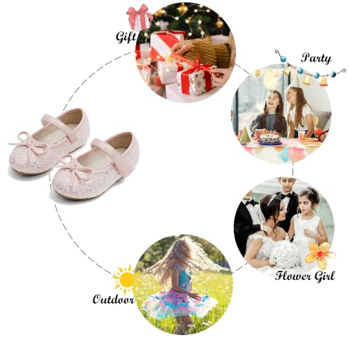 Image of Felix & Flora Toddler Flower Girl Dress Shoes - Girl Ballet Flats Party School Shoes Wedding