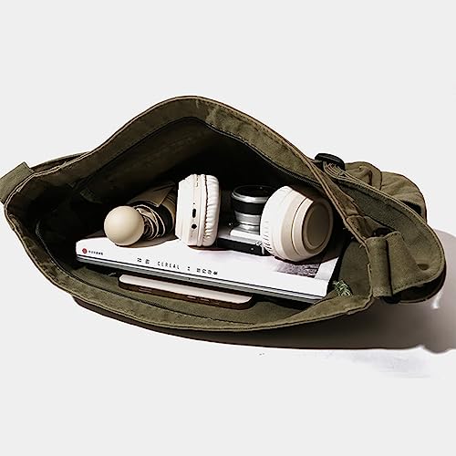 Bolsa carteiro de lona nova feminina e masculina de grande capacidade transversal vários bolsos bols