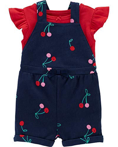 Image of Carter's 2-Piece Shortalls Set (Navy/Cherries, 6 Months)
