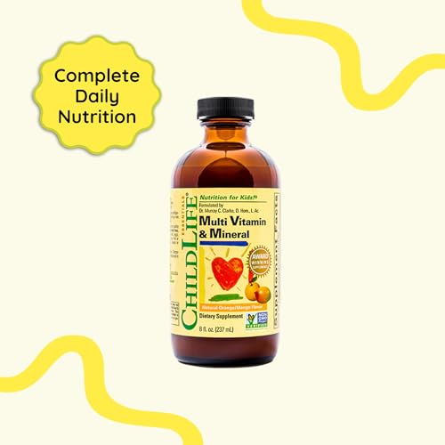 Image of CHILDLIFE ESSENTIALS Kids Multivitamin & Mineral, Orange /Mango, 8 Fl Oz | Vitamins for Kids, Liquid Multivitamin Supplement, Toddler & Baby Wellness, Natural, Mineral