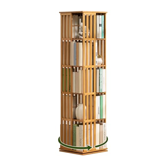Estantería esquinera giratoria de 360° – Estante de almacenamiento de madera para dormitorios, salas de estar, oficina y estudio – 149 cm de alto, solución elegante y que ahorra espacio