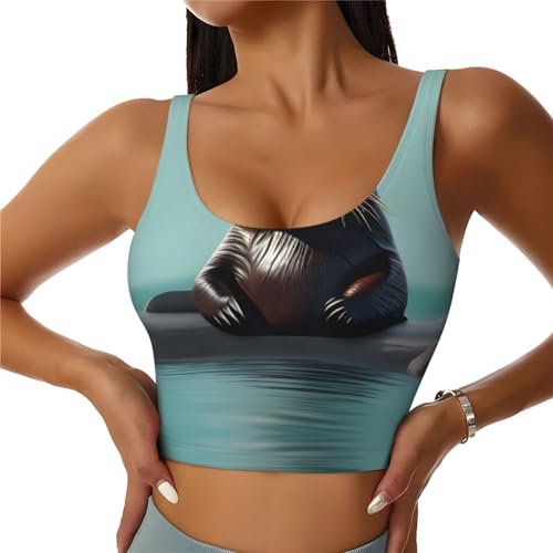 Gilet de sport sans manches femme HYTTER aux imprimés loutres noir et blanc taille M