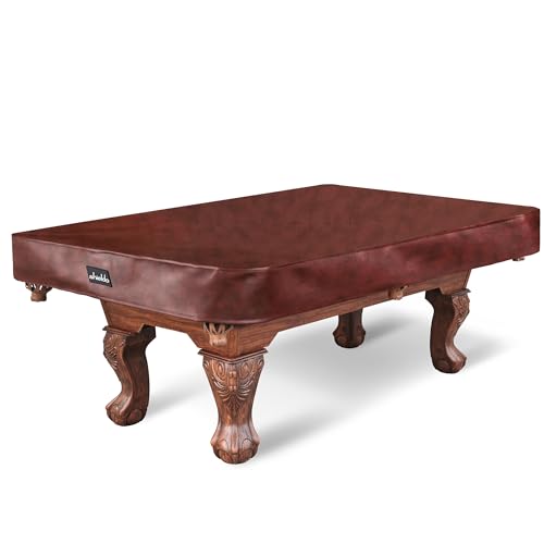 Shieldo Pool Table Cover,Heavy Duty Leatherette Billiard Pool Table Covers,Waterproof&Tearproof Cover for Pool Table,7/8/9 Foot Fitted(8FT/Brown)