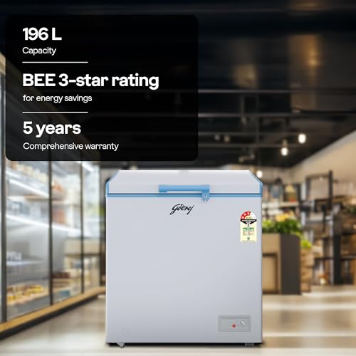 Image of Godrej DH ESNCH 230C 1HCGP RW with 5 Years Comprehensive Warranty, Pentacool+ Cooling, D-Cool technology, Cools even at 50 C, Single Door Convertible Deep Freezer (207L 3 Star, White)