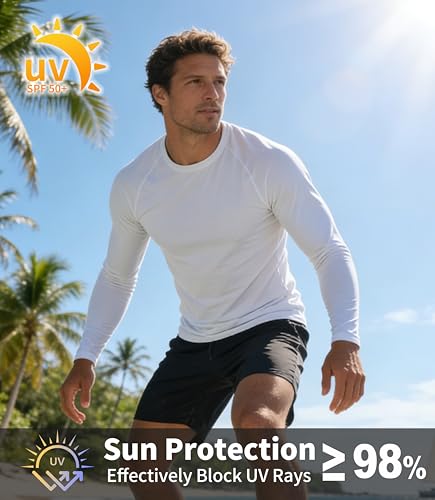 Image of ZITY 5 Pack Long Sleeve Shirts for Men UPF 50+ Sun Protection Fast Dry Lightweight Fishing Swim Rash Guard Workout Shirt