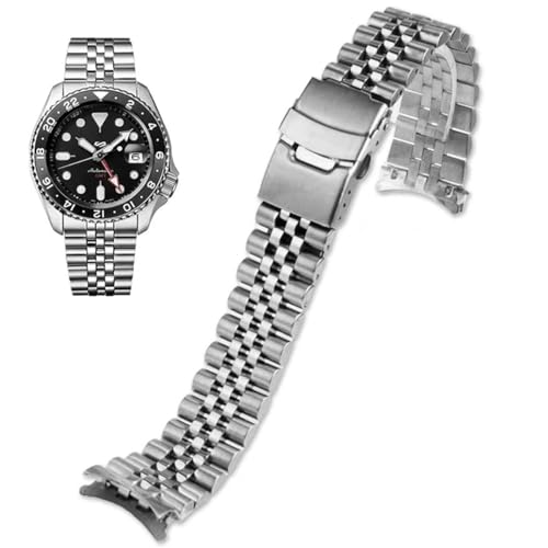 Danxancy Stainless Steel Watch Band Curved Ends Tapered 18mm 19mm 20mm 21mm 22mm 24mmFlexible Metal Watch Strap Smartwatch Bracelet Deployment Double FlipLock Buckle Silver Black