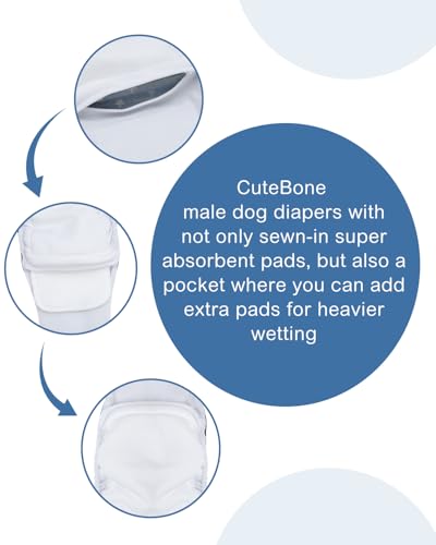 Image of CuteBone Dog Diapers Male 4 Pack Puppy Wraps Reusable Doggie Belly Bands for Male Dogs Small Medium Large