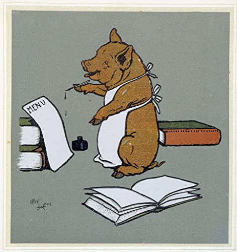 Tableau Cochon menu Cecil Aldin pour habiller un grand mur vide de salon