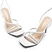 DREAM PAIRS Heels for Women Strappy High Stiletto Lace Up Heeled Sandals Square Open Toe Heels for Prom Party Dating,Size 8,White-Pu,SDHS2478W