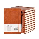 OnMove Notebooks Journal for Women Men 12 Pack Bulk Leather Hardcover with Pen Holder A5 160 Pages 100 GSM Thick Paper for Work School Lined Brown