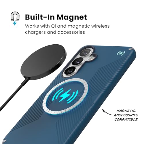 Image of Speck Samsung Galaxy S26+ Presidio2 Grip + Magnet Case - Deep Sea /Silver Metallic /Spell Blue
