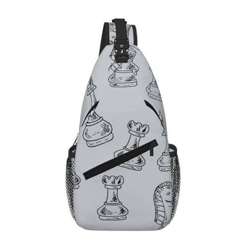 Funny Chess Board Men'S Crossbody Bag, Lightweight Mobile Phone Wallet Key Case,Travel fitness commuting chest bag