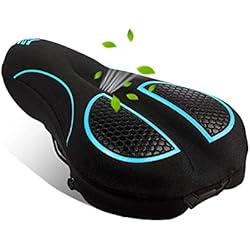 Forro Para Bicicleta Spinning Nueva Funda para Sillín de Bicicleta de Espuma con Memoria para Asiento de Bicicleta, Suave para Bicicleta de Montaña, Bicicleta de Carretera, Bicicleta de Entrenamiento en Casa (Azul)