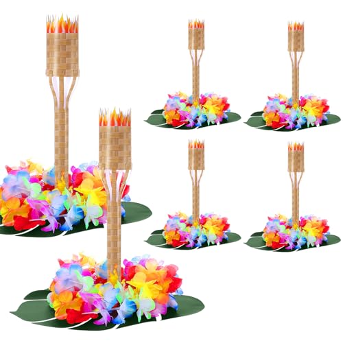 Soulchen Hawaiian Party Centerpieces Tiki Torch Table Decorations Supplies Summer Beach Tropical...